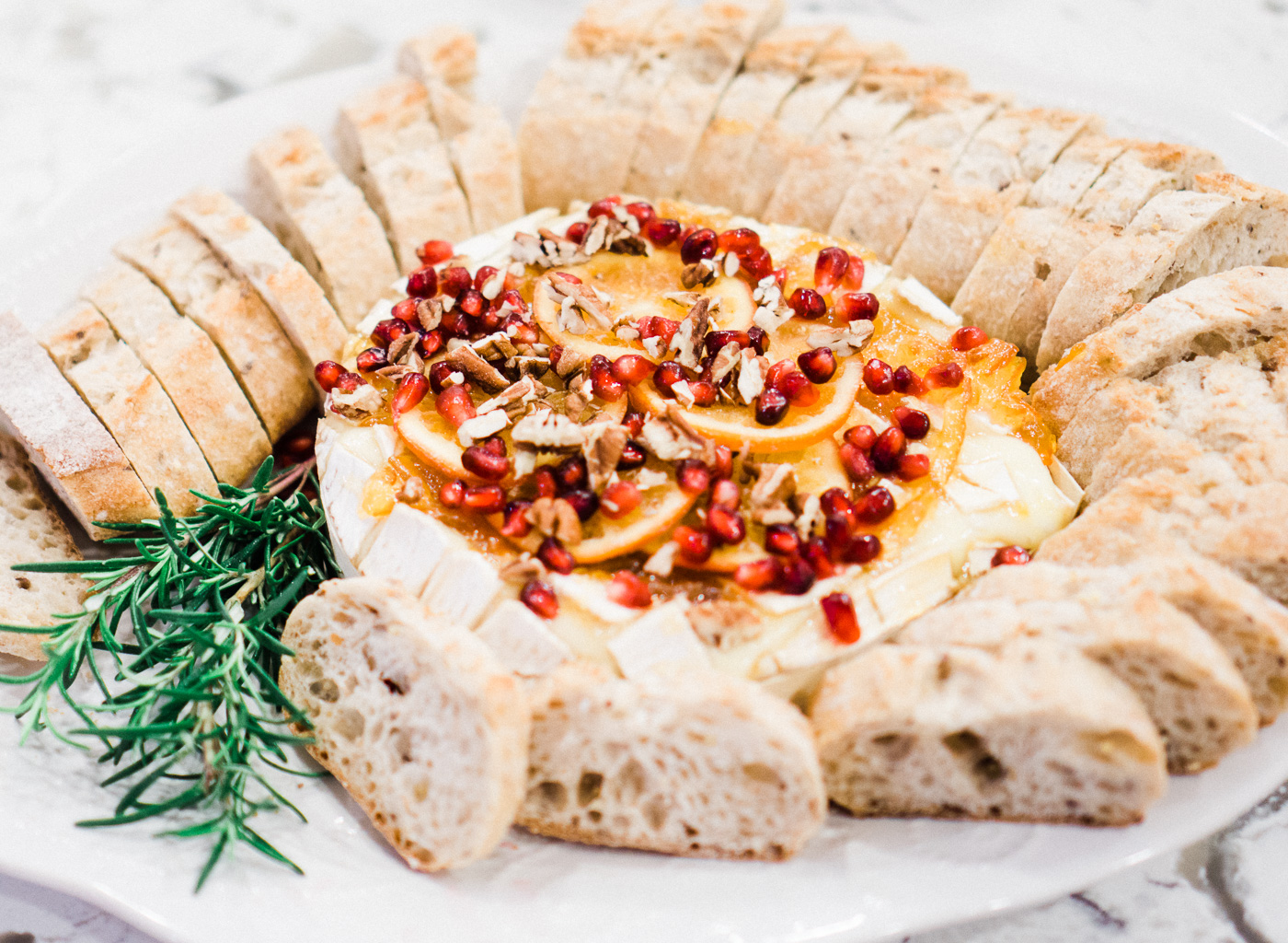 Baked Brie with Orange Marmalade, Pomegranates & Pecans 